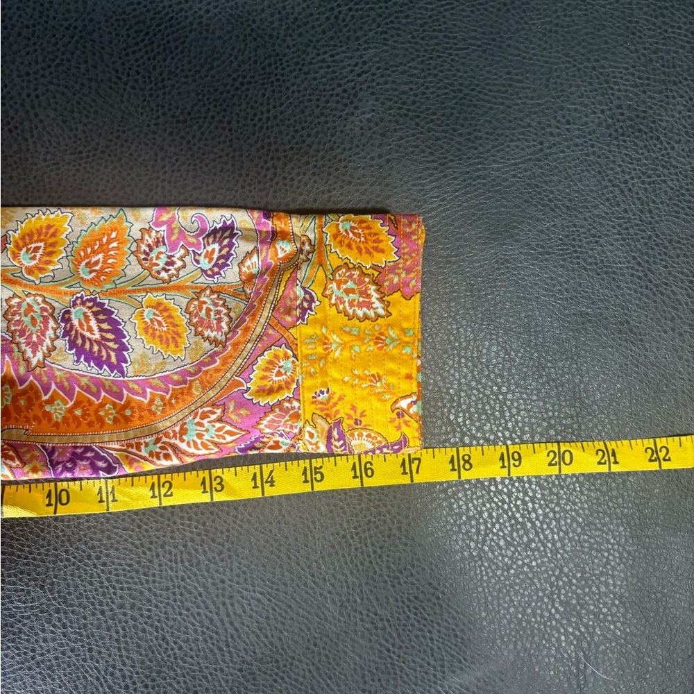 6 by Six Paisley Cropped Blazer Jacket Women’s Medium Yellow Purple Boho Cotton - Picture 8 of 10